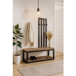 Ławka Metalowa Z Wieszakiem Loft Siedzisko Drewno Lite Dąb LM-90 Rozmiary od 50 cm do 200 cm